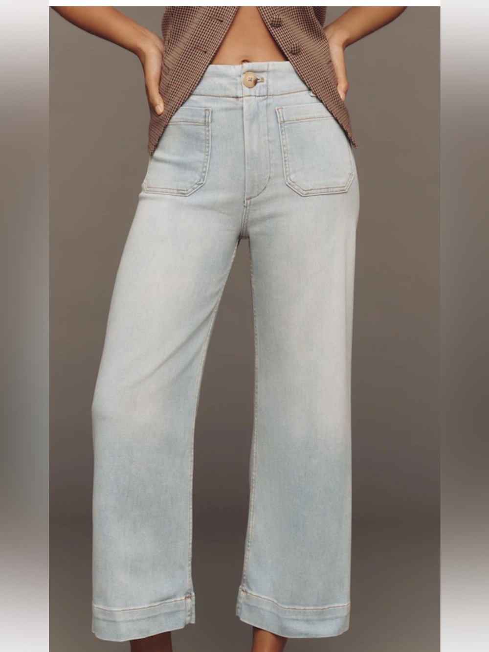 Anthropologie Maeve The Colette Light Wash Cropped Wide-Leg Jeans